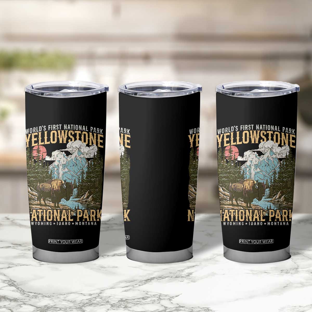 Vintage Yellowstone National Park Tumbler Cup Retro Nature Wildlife Outdoor Hiking Camping Forest TS10 Print Your Wear