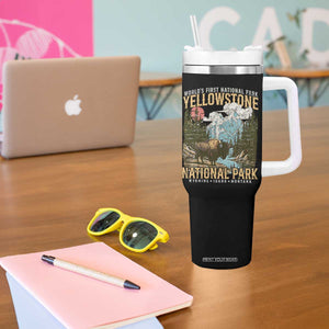 Vintage Yellowstone National Park Tumbler With Handle Retro Nature Wildlife Outdoor Hiking Camping Forest TS10 Print Your Wear