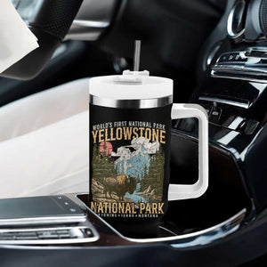Vintage Yellowstone National Park Tumbler With Handle Retro Nature Wildlife Outdoor Hiking Camping Forest TS10 Print Your Wear