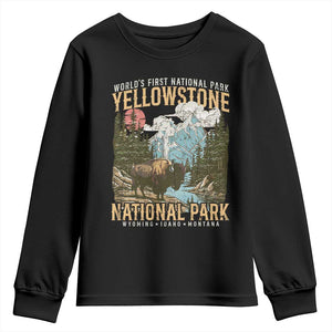 Vintage Yellowstone National Park Youth Sweatshirt Retro Nature Wildlife Outdoor Hiking Camping Forest TS10 Black Print Your Wear