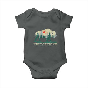 Yellowstone National Park Baby Onesie Bison Nature Wildlife Outdoor Hiking Camping Forest TS10 Dark Heather Print Your Wear