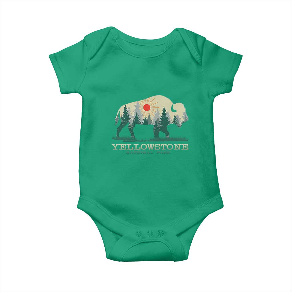 Yellowstone National Park Baby Onesie Bison Nature Wildlife Outdoor Hiking Camping Forest TS10 Irish Green Print Your Wear