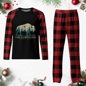 Yellowstone National Park Plaid Pajama Set Bison Nature Wildlife Outdoor Hiking Camping Forest TS10 Buffalo Plaid Print Your Wear