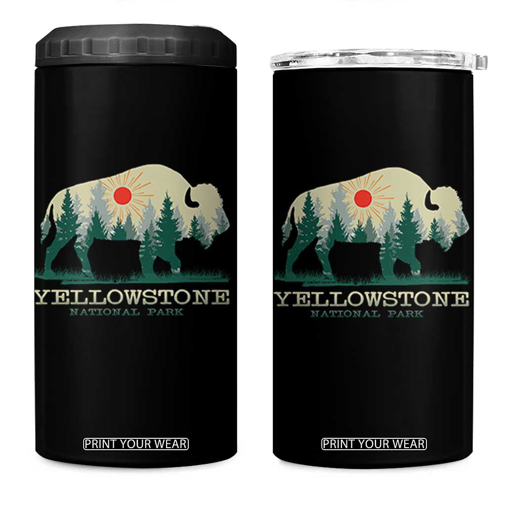 Yellowstone National Park 4 in 1 Can Cooler Tumbler Bison Nature Wildlife Outdoor Hiking Camping Forest TS10 One Size: 16 oz Black Print Your Wear
