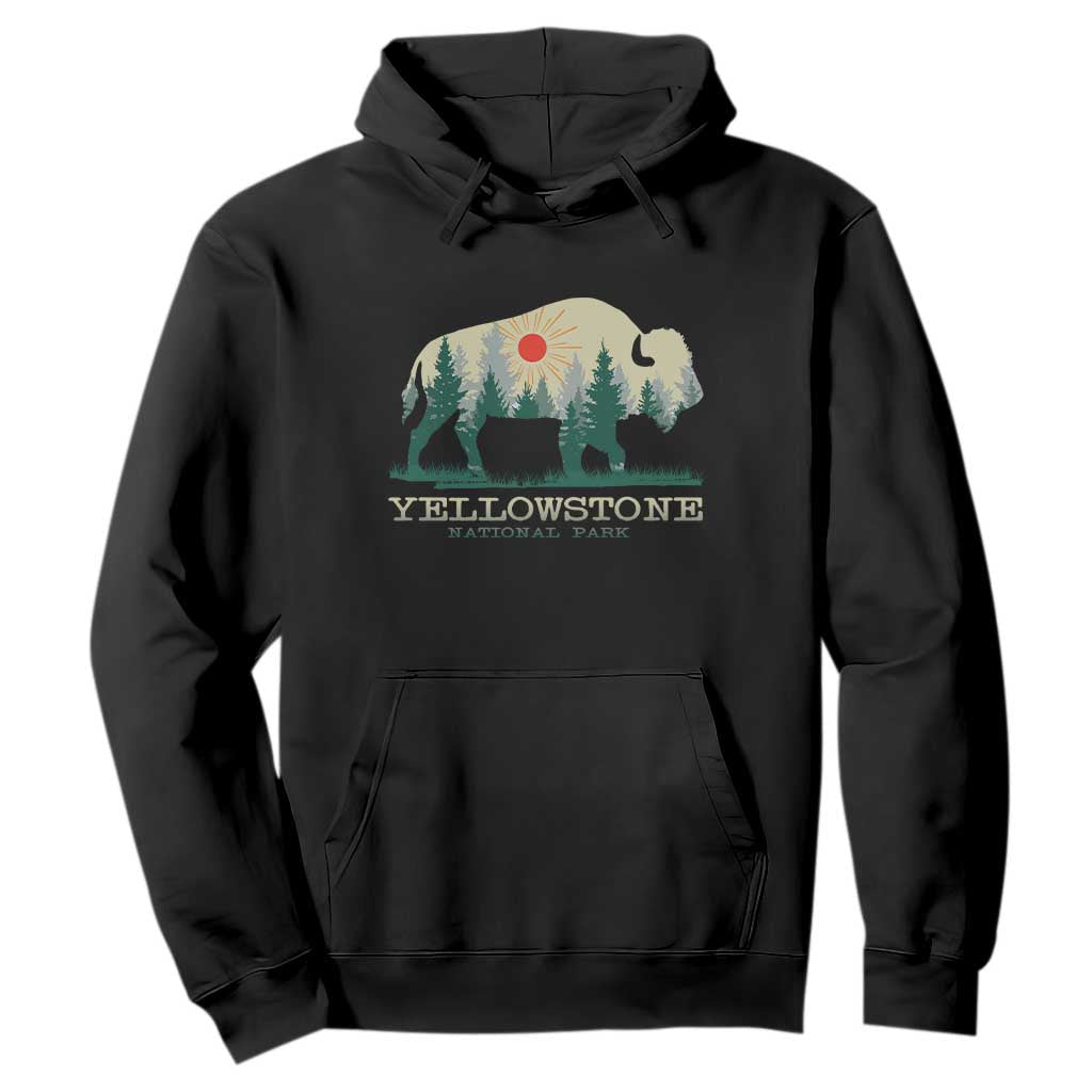 Yellowstone National Park Hoodie Bison Nature Wildlife Outdoor Hiking Camping Forest TS10 Black Print Your Wear
