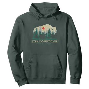Yellowstone National Park Hoodie Bison Nature Wildlife Outdoor Hiking Camping Forest TS10 Dark Forest Green Print Your Wear