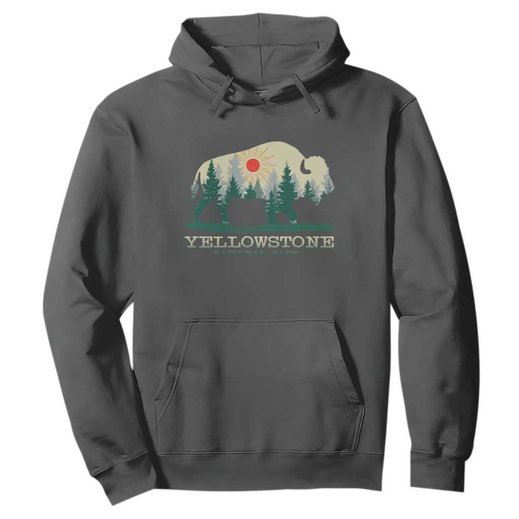 Yellowstone National Park Hoodie Bison Nature Wildlife Outdoor Hiking Camping Forest TS10 Dark Heather Print Your Wear
