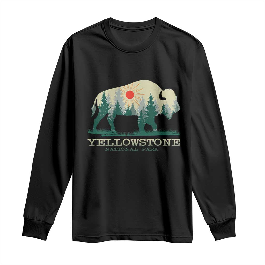 Yellowstone National Park Long Sleeve Shirt Bison Nature Wildlife Outdoor Hiking Camping Forest TS10 Black Print Your Wear