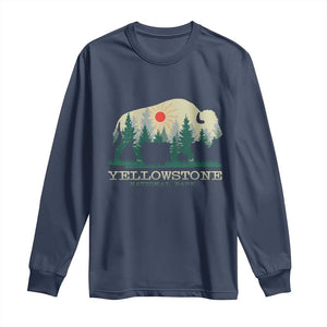 Yellowstone National Park Long Sleeve Shirt Bison Nature Wildlife Outdoor Hiking Camping Forest TS10 Navy Print Your Wear