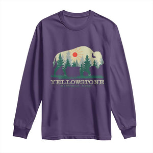 Yellowstone National Park Long Sleeve Shirt Bison Nature Wildlife Outdoor Hiking Camping Forest TS10 Purple Print Your Wear