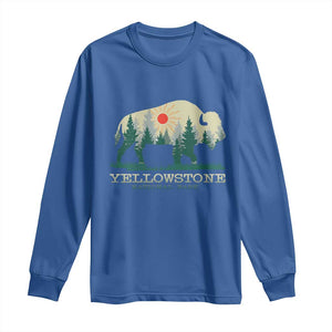 Yellowstone National Park Long Sleeve Shirt Bison Nature Wildlife Outdoor Hiking Camping Forest TS10 Royal Blue Print Your Wear