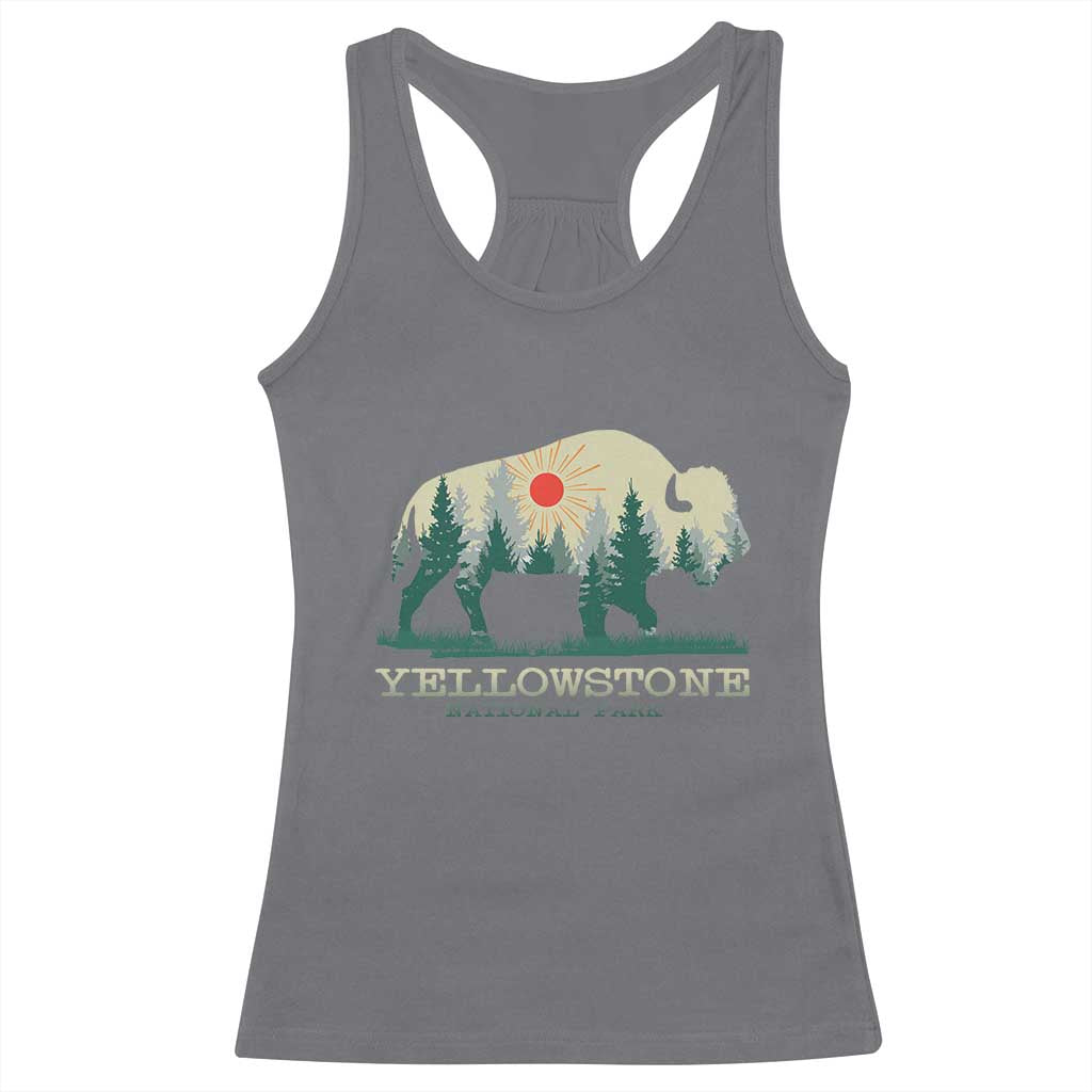 Yellowstone National Park Racerback Tank Top Bison Nature Wildlife Outdoor Hiking Camping Forest TS10 Charcoal Print Your Wear