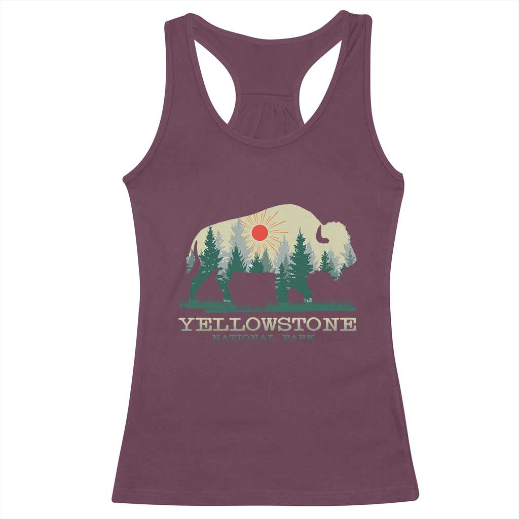 Yellowstone National Park Racerback Tank Top Bison Nature Wildlife Outdoor Hiking Camping Forest TS10 Maroon Print Your Wear