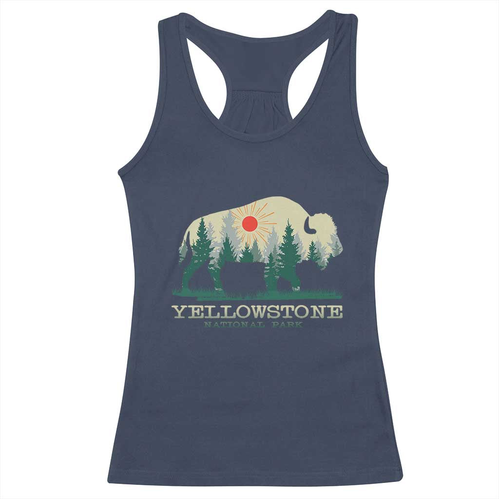 Yellowstone National Park Racerback Tank Top Bison Nature Wildlife Outdoor Hiking Camping Forest TS10 Navy Print Your Wear