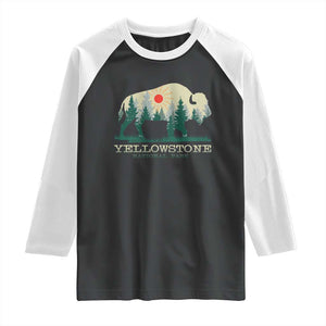 Yellowstone National Park Raglan Shirt Bison Nature Wildlife Outdoor Hiking Camping Forest TS10 Black White Print Your Wear