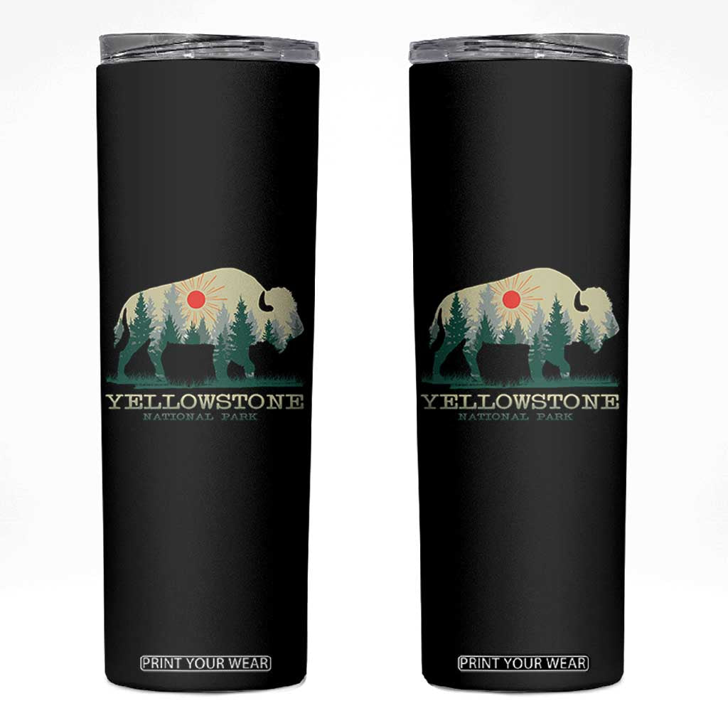 Yellowstone National Park Skinny Tumbler Bison Nature Wildlife Outdoor Hiking Camping Forest TS10 Black Print Your Wear