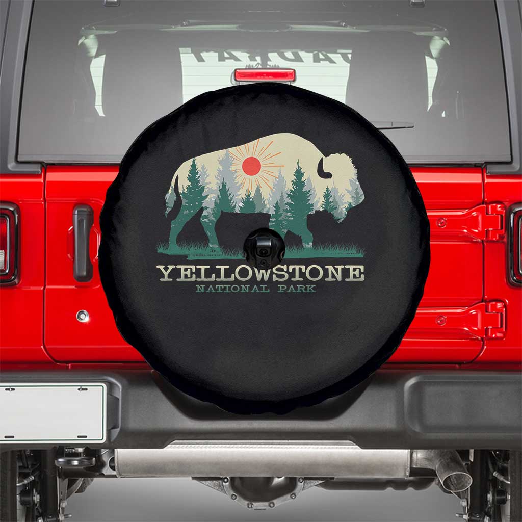 Yellowstone National Park Spare Tire Cover Bison Nature Wildlife Outdoor Hiking Camping Forest TS10 Black Print Your Wear