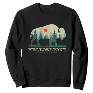 Yellowstone National Park Sweatshirt Bison Nature Wildlife Outdoor Hiking Camping Forest TS10 Black Print Your Wear