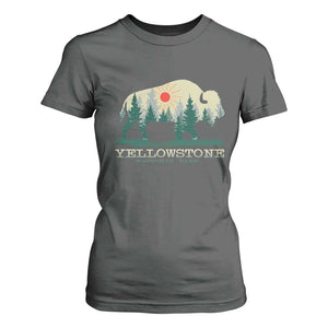 Yellowstone National Park T Shirt For Women Bison Nature Wildlife Outdoor Hiking Camping Forest TS10 Dark Heather Print Your Wear