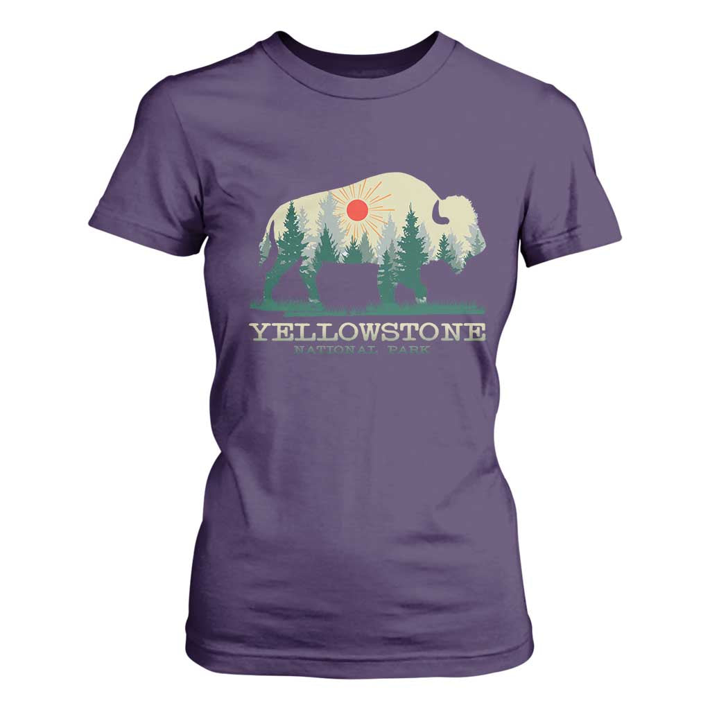 Yellowstone National Park T Shirt For Women Bison Nature Wildlife Outdoor Hiking Camping Forest TS10 Purple Print Your Wear
