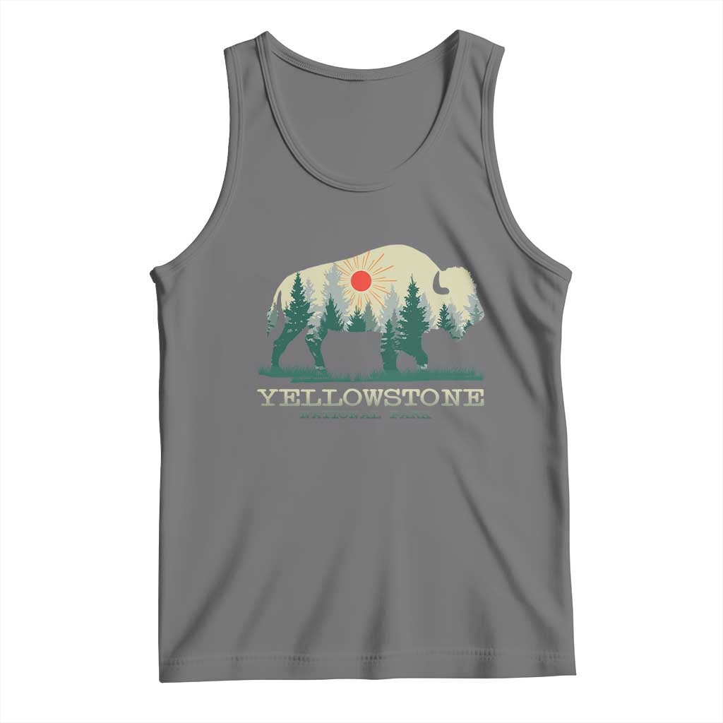 Yellowstone National Park Tank Top Bison Nature Wildlife Outdoor Hiking Camping Forest TS10 Black Heather Print Your Wear