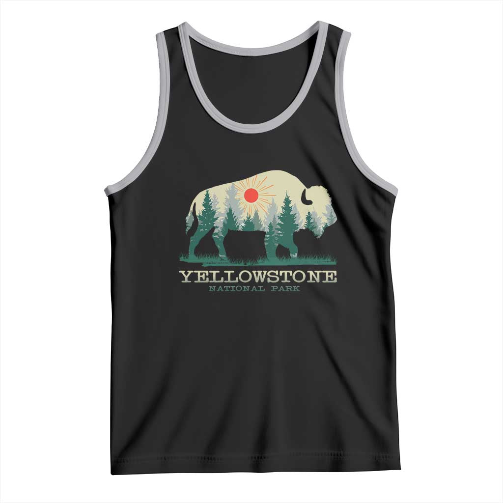 Yellowstone National Park Tank Top Bison Nature Wildlife Outdoor Hiking Camping Forest TS10 Black Athletic Heather Print Your Wear