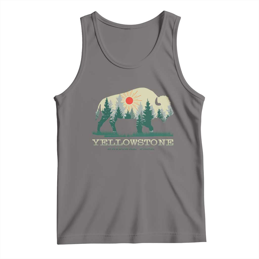 Yellowstone National Park Tank Top Bison Nature Wildlife Outdoor Hiking Camping Forest TS10 Deep Heather Print Your Wear