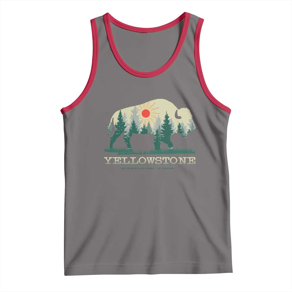 Yellowstone National Park Tank Top Bison Nature Wildlife Outdoor Hiking Camping Forest TS10 Deep Heather Red Print Your Wear