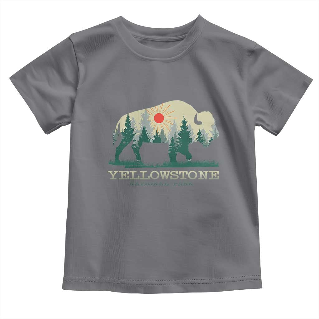 Yellowstone National Park Toddler T Shirt Bison Nature Wildlife Outdoor Hiking Camping Forest TS10 Charcoal Print Your Wear