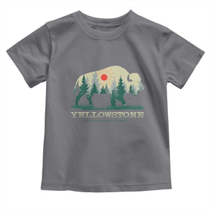 Yellowstone National Park Toddler T Shirt Bison Nature Wildlife Outdoor Hiking Camping Forest TS10 Charcoal Print Your Wear