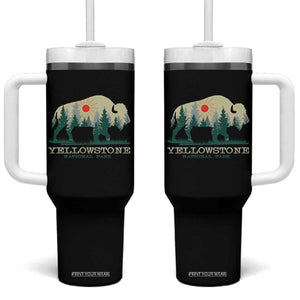 Yellowstone National Park Tumbler With Handle Bison Nature Wildlife Outdoor Hiking Camping Forest TS10 One Size: 40 oz Black Print Your Wear