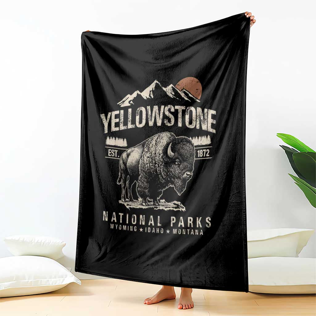 Vintage Yellowstone National Park Throw Blanket Retro Bison Nature Wildlife Forest TS10 Print Your Wear