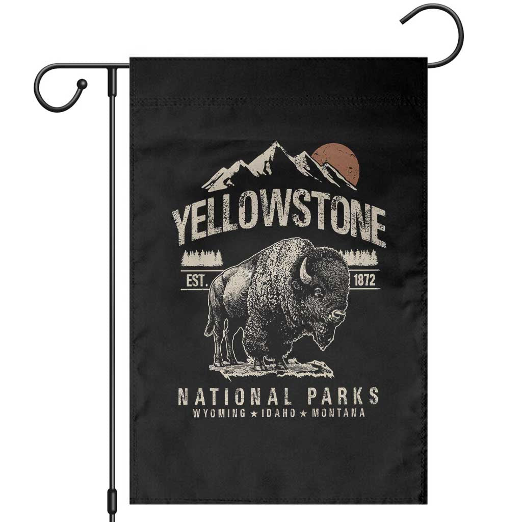 Vintage Yellowstone National Park Garden Flag Retro Bison Nature Wildlife Forest TS10 Black Print Your Wear