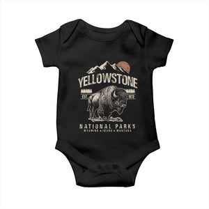 Vintage Yellowstone National Park Baby Onesie Retro Bison Nature Wildlife Forest TS10 Black Print Your Wear
