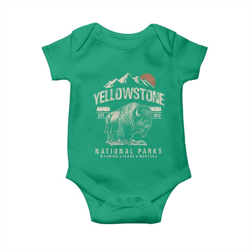 Vintage Yellowstone National Park Baby Onesie Retro Bison Nature Wildlife Forest TS10 Irish Green Print Your Wear