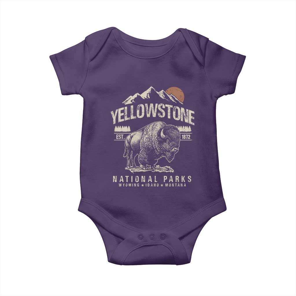 Vintage Yellowstone National Park Baby Onesie Retro Bison Nature Wildlife Forest TS10 Purple Print Your Wear