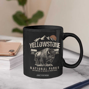 Vintage Yellowstone National Park Coffee Mug Retro Bison Nature Wildlife Forest TS10 Print Your Wear
