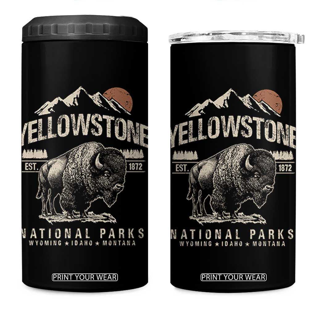 Vintage Yellowstone National Park 4 in 1 Can Cooler Tumbler Retro Bison Nature Wildlife Forest TS10 One Size: 16 oz Black Print Your Wear