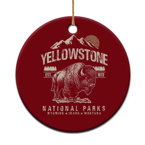 Vintage Yellowstone National Park Ceramic Ornament Retro Bison Nature Wildlife Forest TS10 1pc Red Print Your Wear