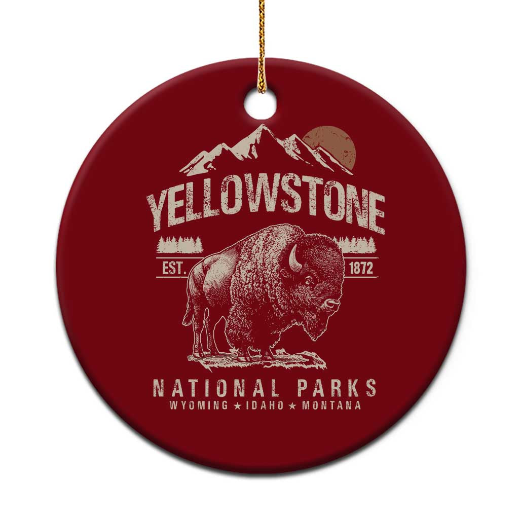 Vintage Yellowstone National Park Ceramic Ornament Retro Bison Nature Wildlife Forest TS10 1pc Red Print Your Wear