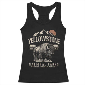 Vintage Yellowstone National Park Racerback Tank Top Retro Bison Nature Wildlife Forest TS10 Black Print Your Wear