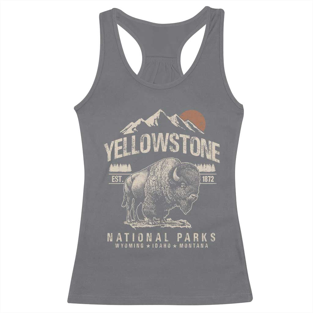 Vintage Yellowstone National Park Racerback Tank Top Retro Bison Nature Wildlife Forest TS10 Charcoal Print Your Wear
