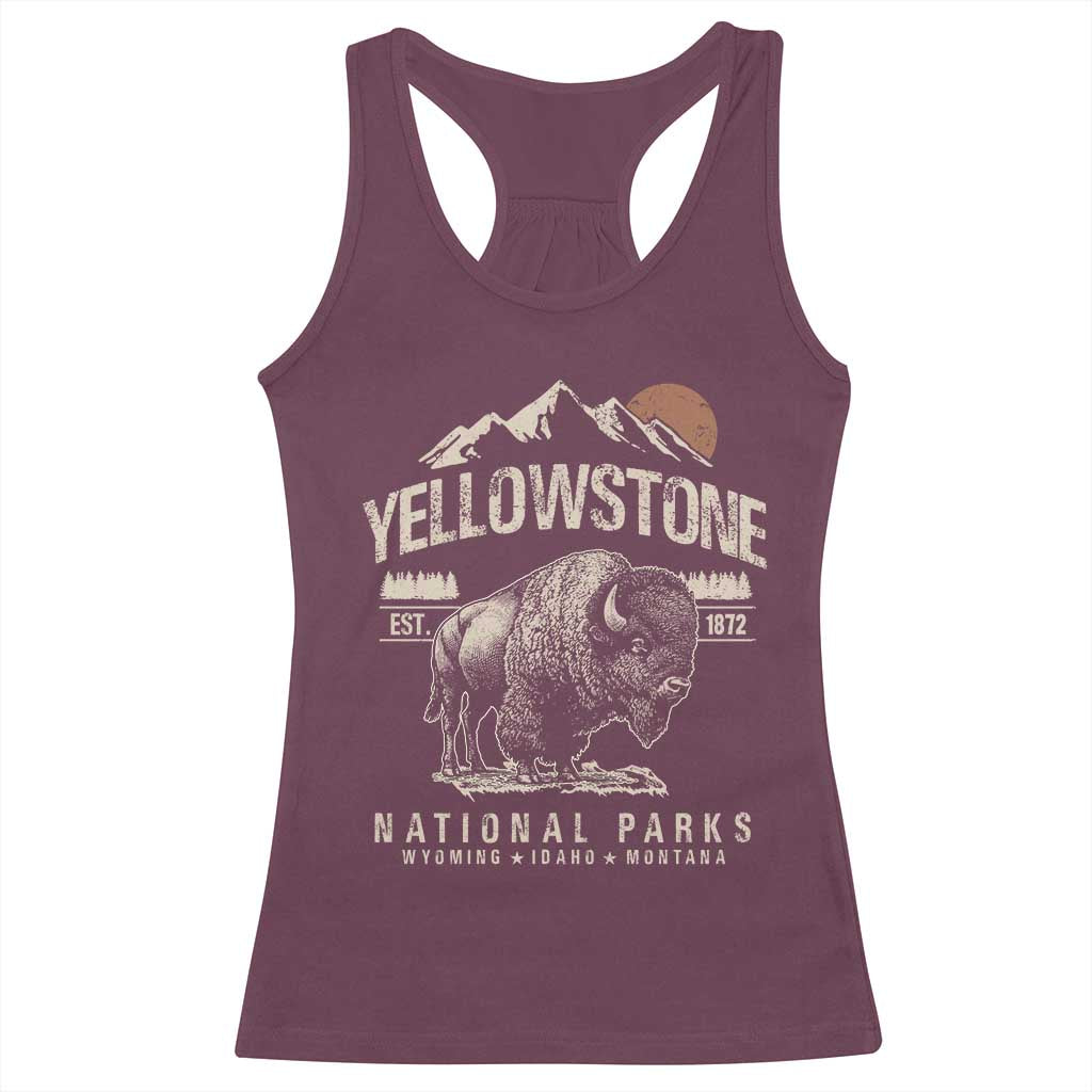 Vintage Yellowstone National Park Racerback Tank Top Retro Bison Nature Wildlife Forest TS10 Maroon Print Your Wear