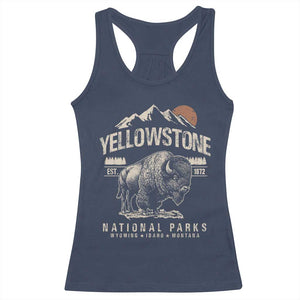 Vintage Yellowstone National Park Racerback Tank Top Retro Bison Nature Wildlife Forest TS10 Navy Print Your Wear