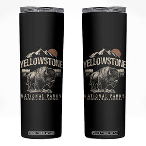 Vintage Yellowstone National Park Skinny Tumbler Retro Bison Nature Wildlife Forest TS10 Black Print Your Wear