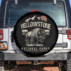 Vintage Yellowstone National Park Spare Tire Cover Retro Bison Nature Wildlife Forest TS10 No hole Black Print Your Wear
