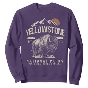Vintage Yellowstone National Park Sweatshirt Retro Bison Nature Wildlife Forest TS10 Purple Print Your Wear