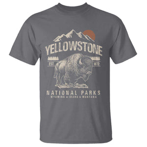 Vintage Yellowstone National Park T Shirt - Retro Bison Nature Wildlife Forest Tee TS10 Charcoal Print Your Wear