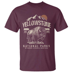 Vintage Yellowstone National Park T Shirt - Retro Bison Nature Wildlife Forest Tee TS10 Maroon Print Your Wear