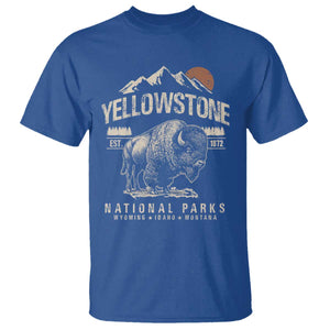 Vintage Yellowstone National Park T Shirt - Retro Bison Nature Wildlife Forest Tee TS10 Royal Blue Print Your Wear